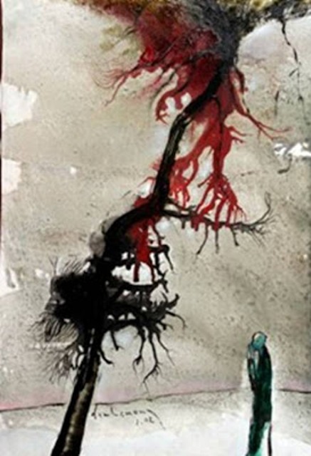 Cành cây chảy máu trong mùa Đông